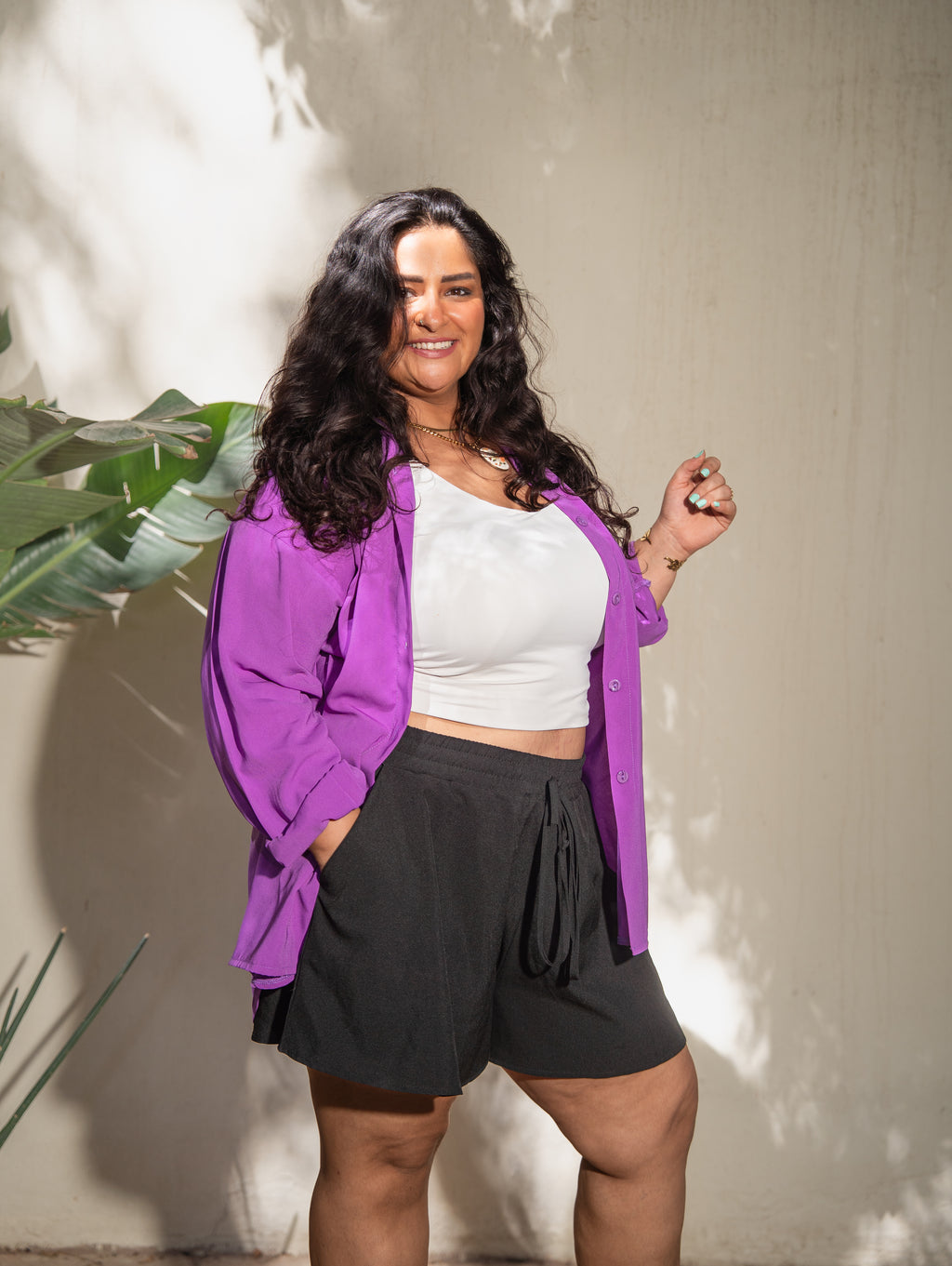 Oversized Premium Crepe Chemise in Violet