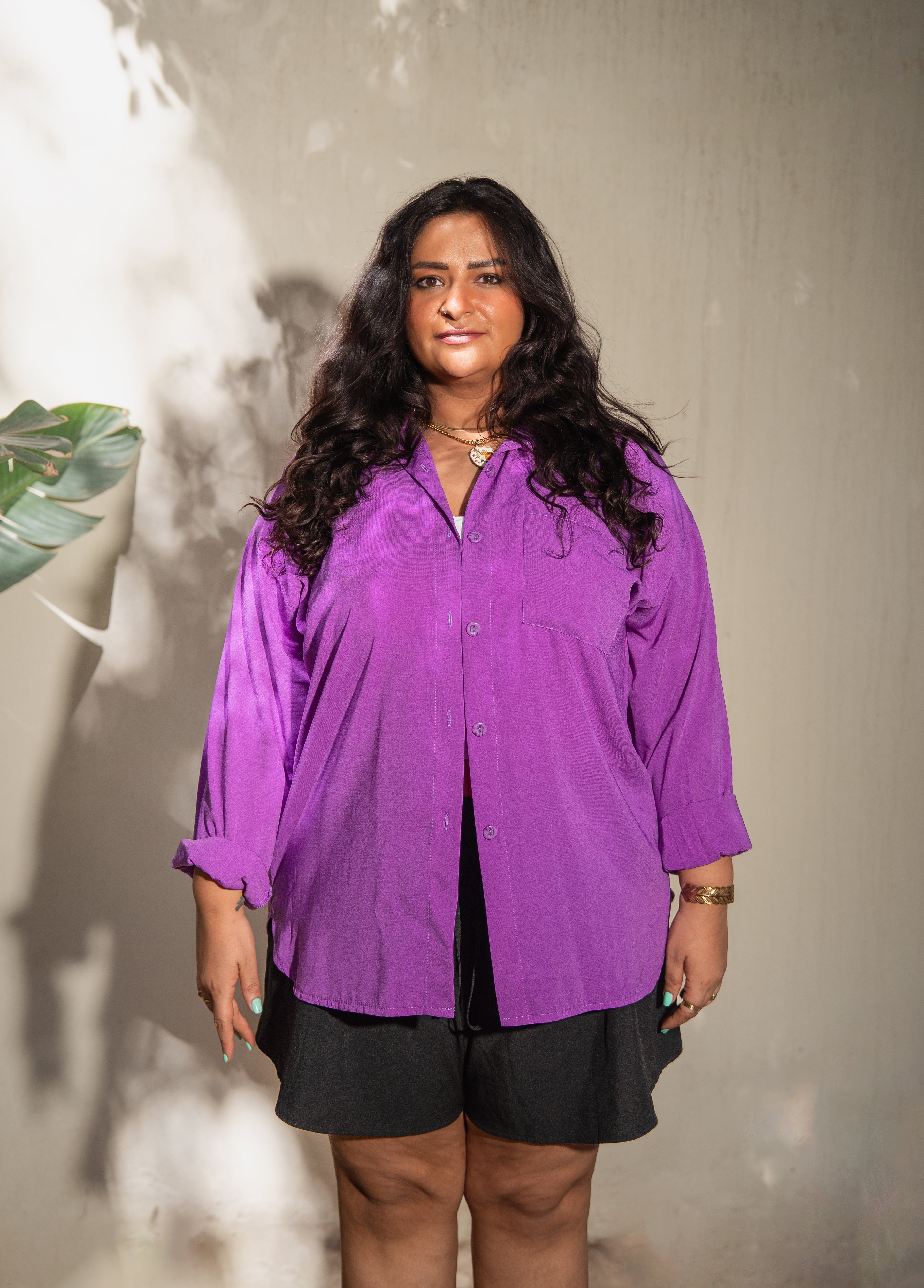 Oversized Premium Crepe Chemise in Violet