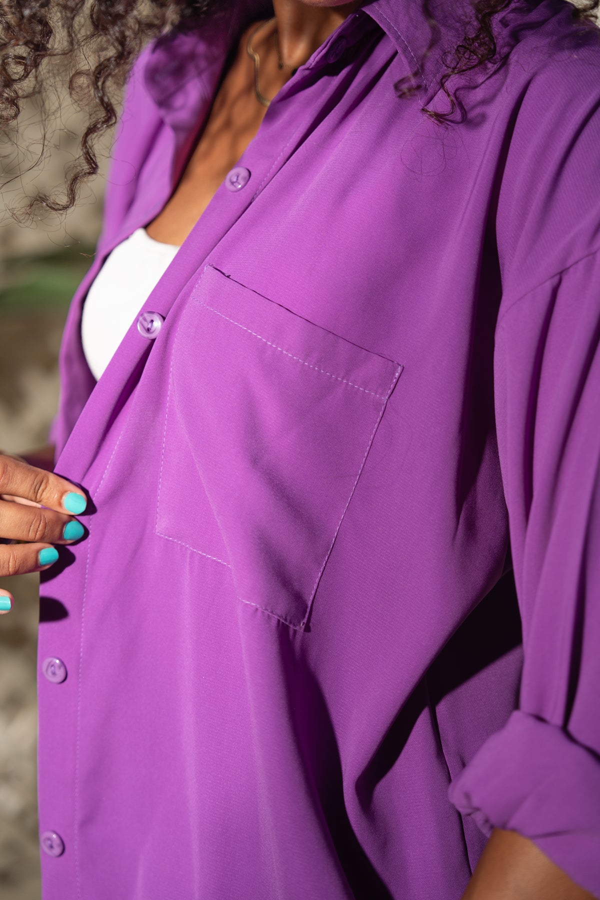 Oversized Premium Crepe Chemise in Violet