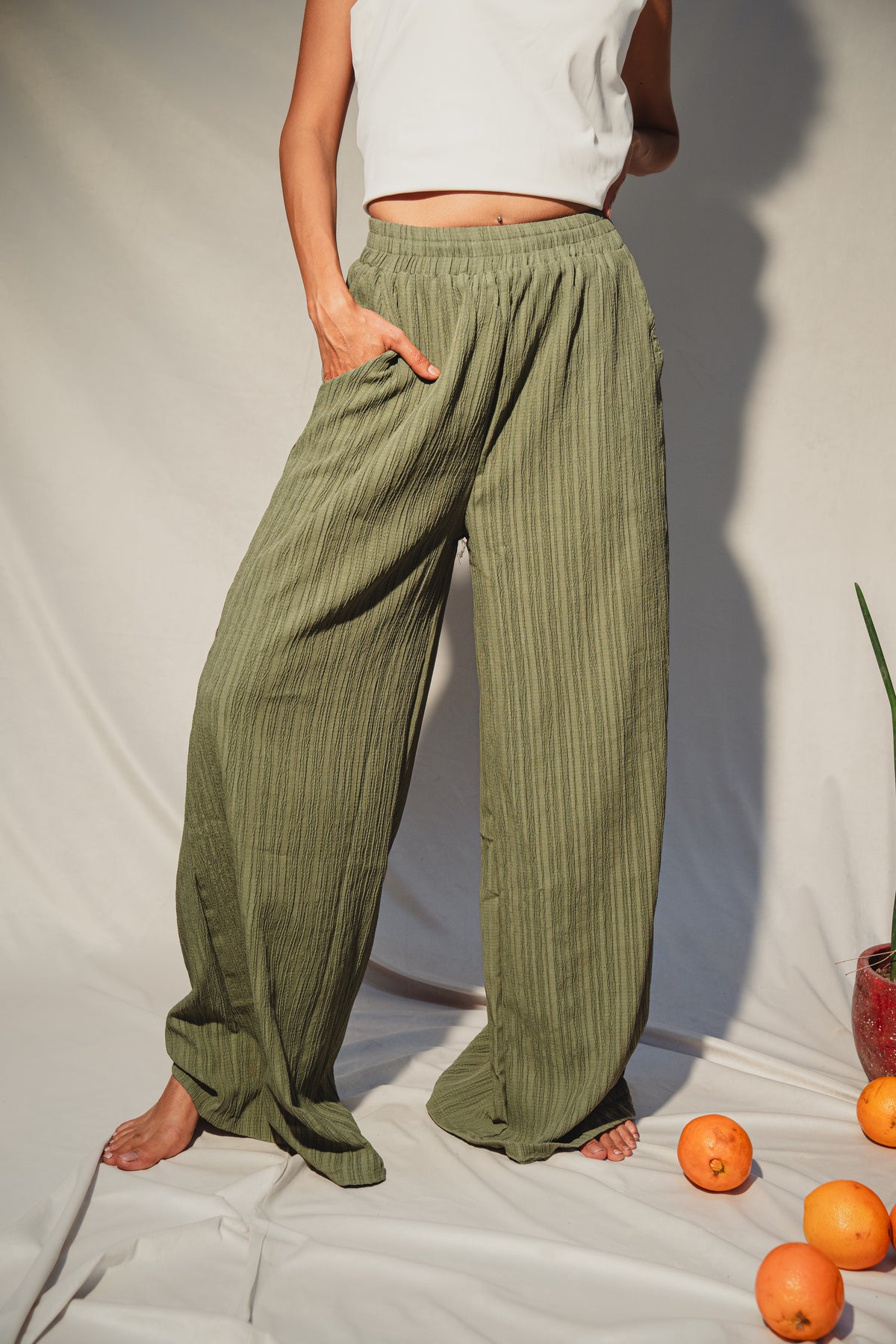 Dusty Olive Wide Leg Pant