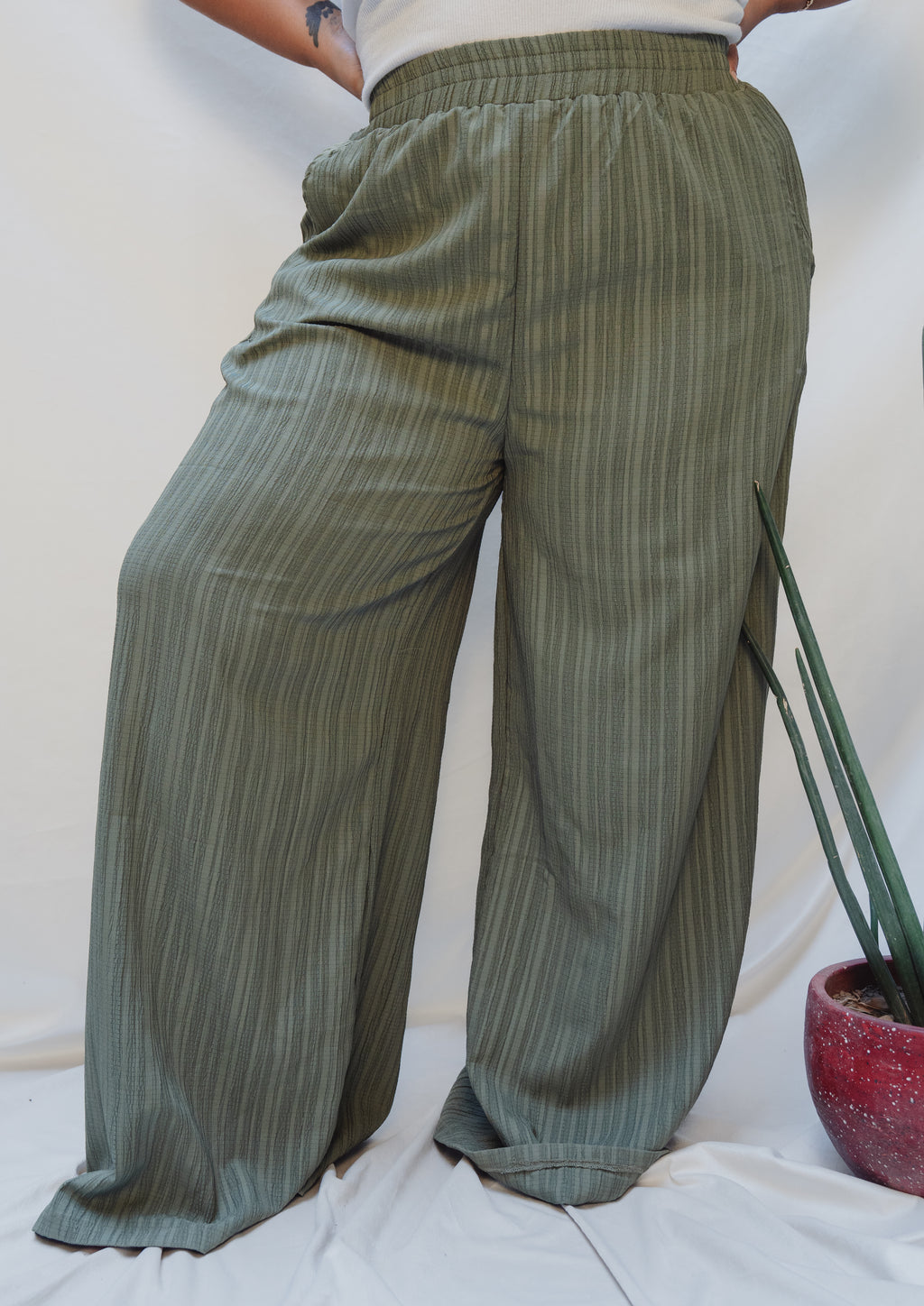 Dusty Olive Wide Leg Pant